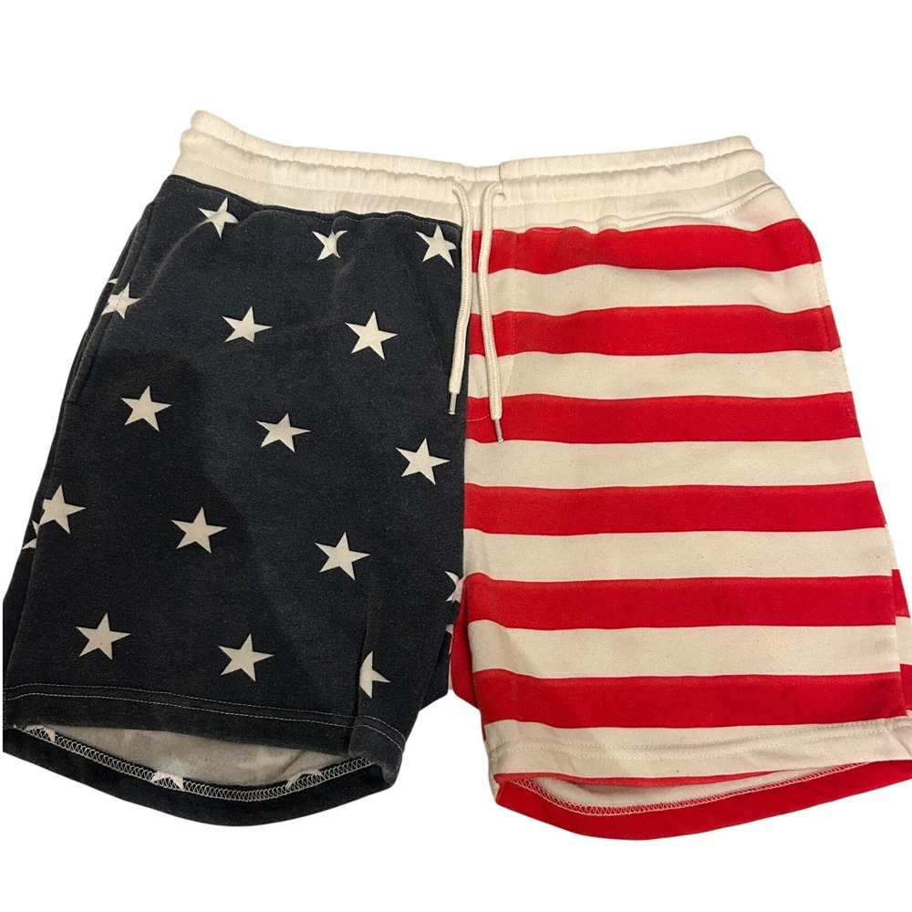 Brooklyn Cloth Mens American Flag Sweat Shorts M Red White Blue Patriotic Lounge